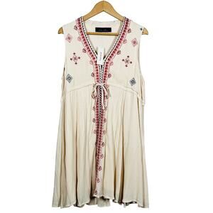 NEW! Blue Rain x Francesca's Embroidered Gauzy Tunic Boho Shift Dress - L